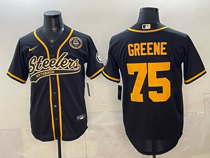 Men 2026 Pittsburgh Steelers #75 Greene Black Joint Name Nike Limited NFL Jersey style 07->pittsburgh steelers->NFL Jersey